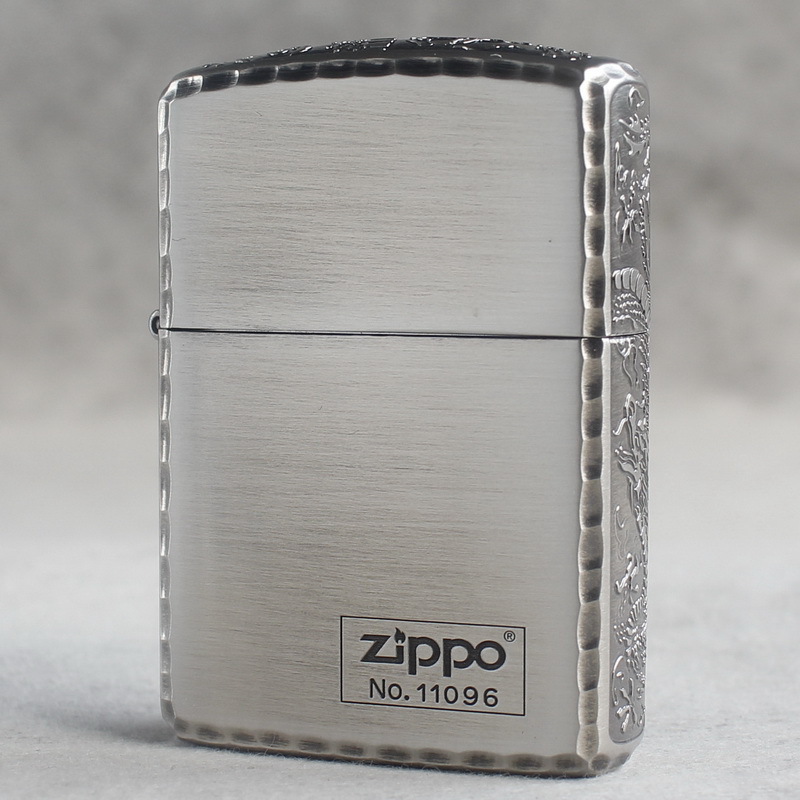 zippo芝宝zoop正版zipp煤油ziopp打火机ziip盔甲熏银凿边三面雕龙