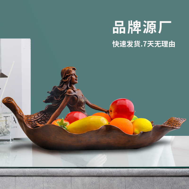 创意美式美女果盘酒柜客厅家居装
