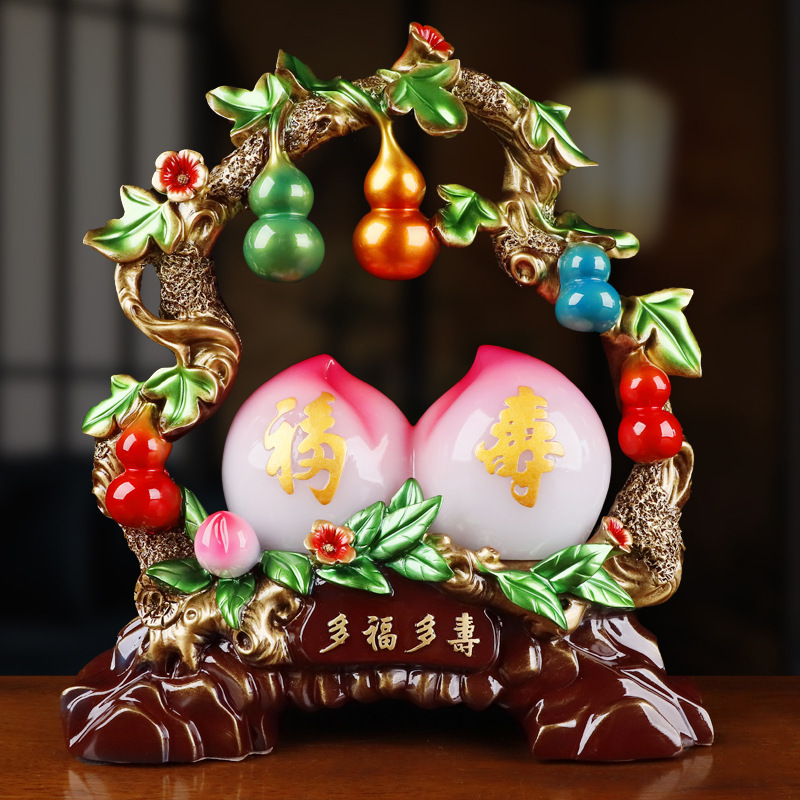 多福多寿大寿桃摆件长辈祝寿贺寿