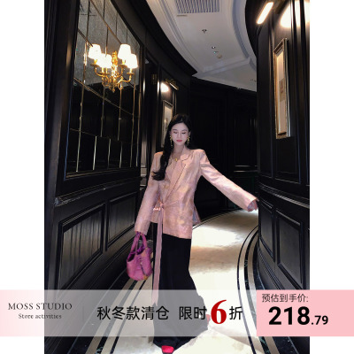新中式丝绒开叉半裙半身裙