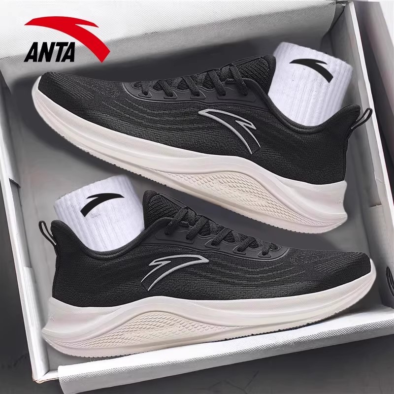 安踏男鞋跑步鞋网面透气飞织跑鞋男士休闲鞋子官方旗舰店运动鞋男