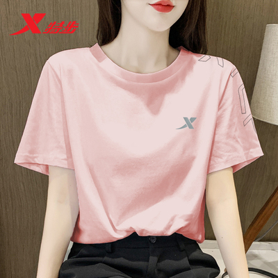 特步短袖T恤女透气休闲衣服健身夏季速干冰丝正品官方运动服T恤女