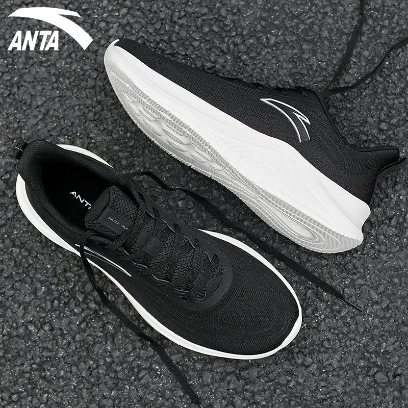 安踏男鞋跑步鞋网面透气飞织跑鞋男士休闲鞋子官方旗舰店运动鞋男