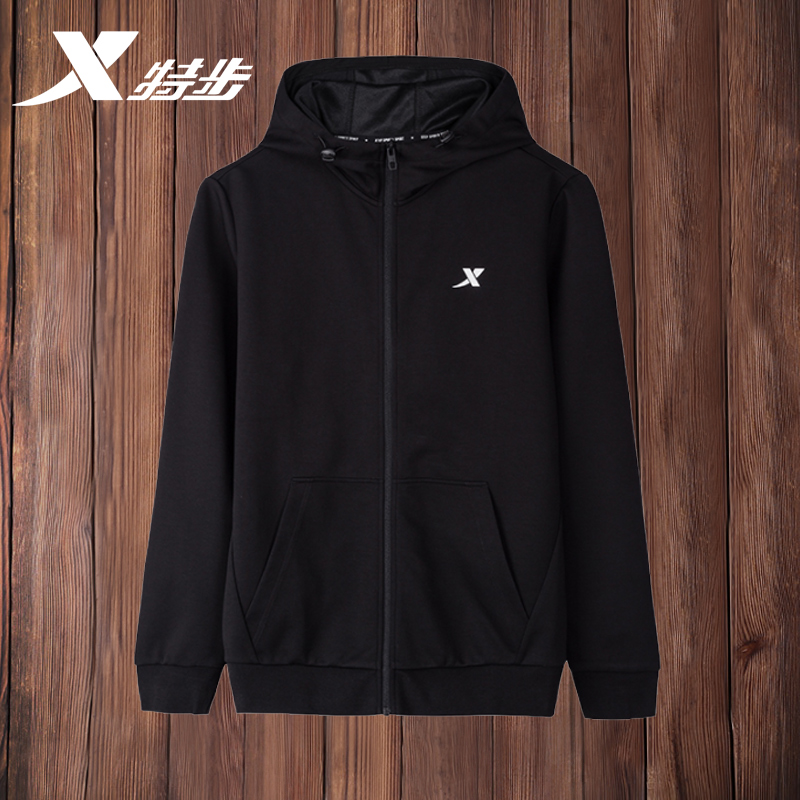 外套特步卫衣正品连帽男