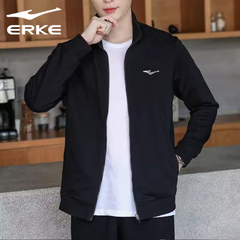 鸿星尔克外套男装春秋男士立领开衫卫衣薄款夹克旗舰店运动服上衣