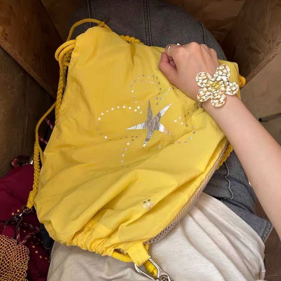 甜酷波点星星双肩包尼龙