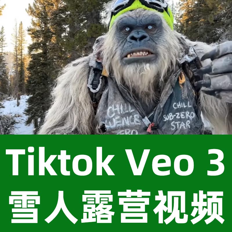 Tiktok的雪人野外露营视频Veo 3制作思路和提示词