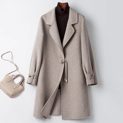 新中式正品双面羊毛大衣中长款