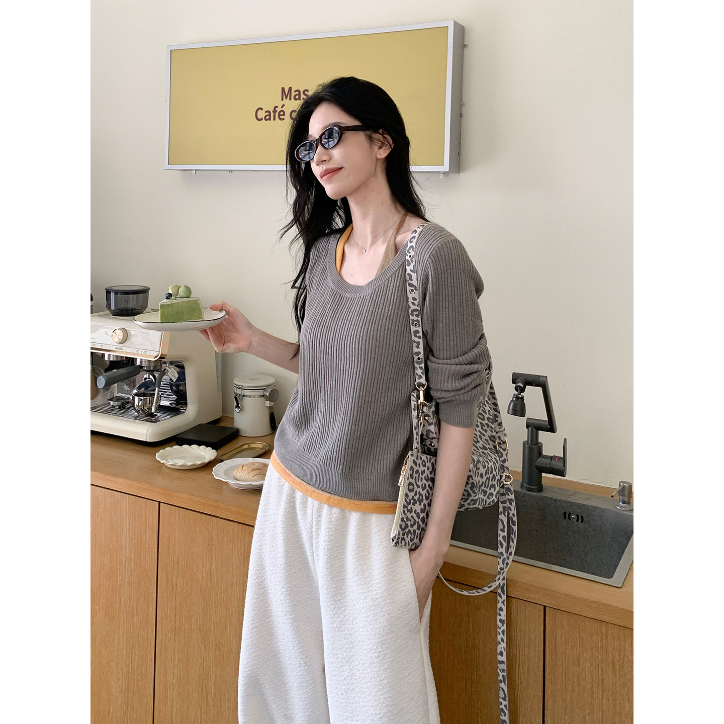 挂脖吊带圆领针织衫女士2025新款