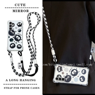 简晴适用于三星A56手机壳A36镜面卡通A16全包边A55防摔四角A35斜挎A25挂绳A51女款 A53 A54全包边S24ULTRA时尚