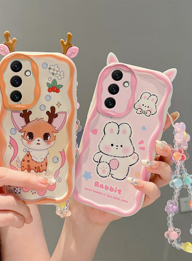 适用于三星A54 5G手机壳A12手链保护套A53全包边女款S23ULTRA情侣A33卡通硅胶A13防摔A52S网红A34潮男S22软