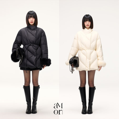 Ayemorrey“恋冬时刻”90白鸭绒冬季中长款保暖羽绒服