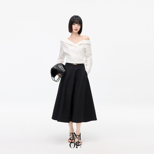 Ayemorrey 26春款 温柔风白色斜肩衬衫 致命吸引力