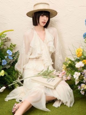 Ayemorrey“美貌野心家”26春款古典氛围感荷叶边衬衫上衣