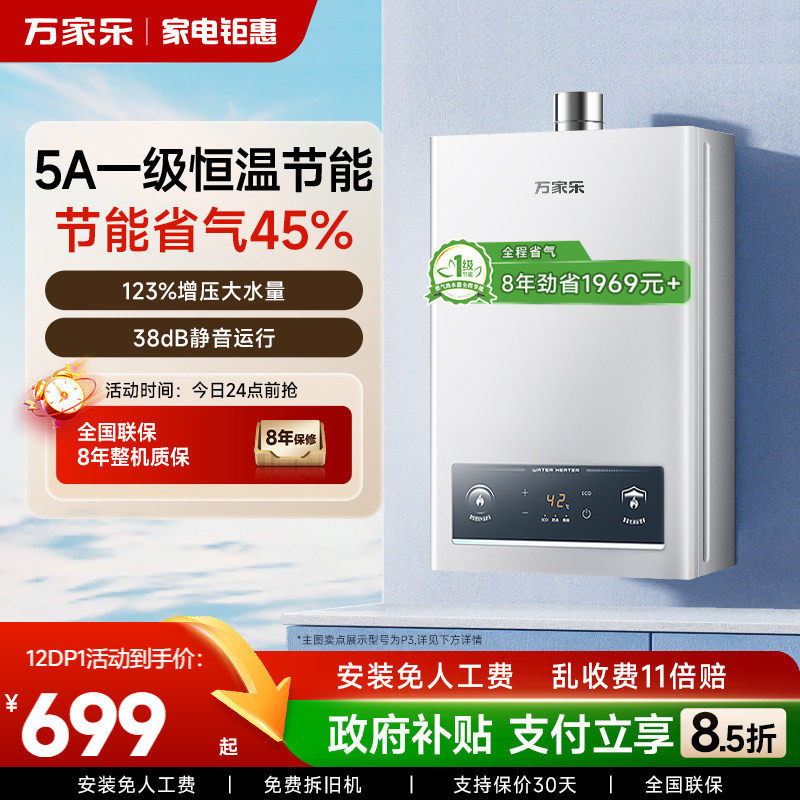 万家乐官方燃气热水器恒温家用洗澡13/16升天然气液化气DP1/P3