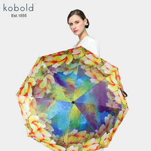 kobold酷波德防紫外线遮阳伞防晒太阳双层伞晴雨两用伞折叠女黑胶