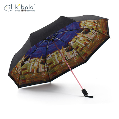 kobold酷波德防紫外线遮阳伞防晒太阳双层伞晴雨两用伞折叠女黑胶