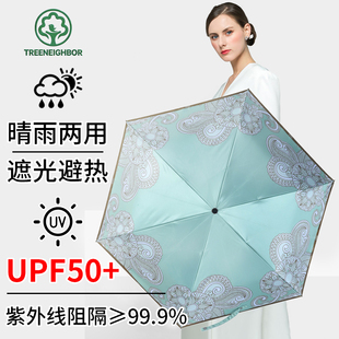 德国kobold黑胶遮阳防晒防紫外线轻三折叠女士伞小巧便携晴雨伞