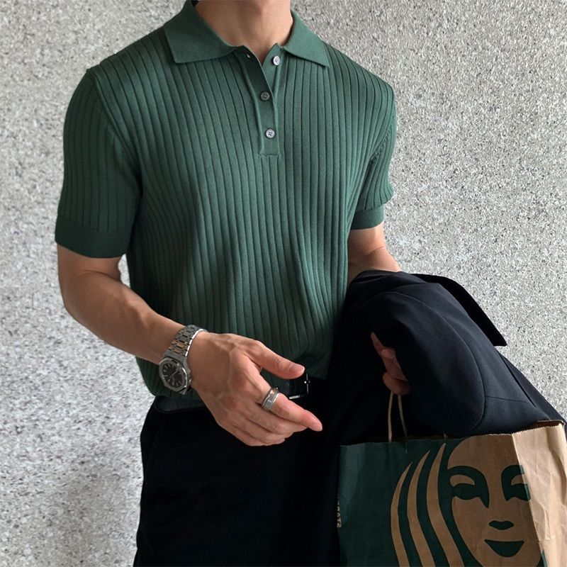 高档夏季冰丝polo衫男短袖上衣翻领t恤套头t休闲简约休闲商务上班