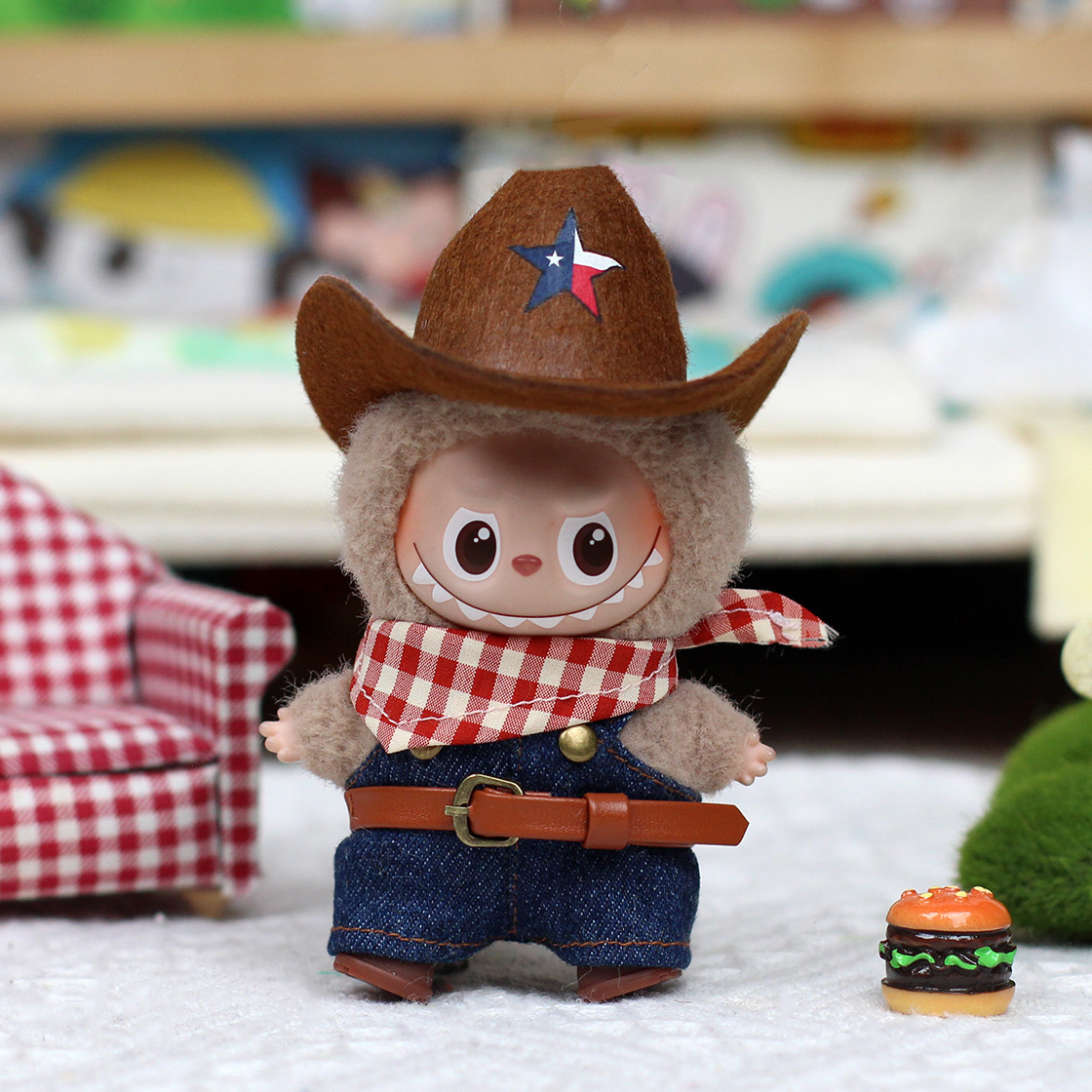 4代拉布布娃衣盲盒挂件玩偶衣服 西部牛仔装 4.0心底密码配件搭配