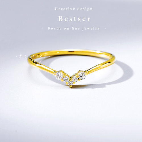 18K彩金小清新钻石戒指女