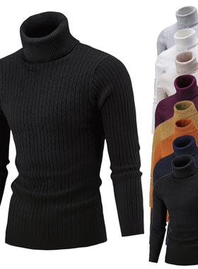 男高领套头毛衣Men Winter Turtleneck Pullover Thermal Sweater