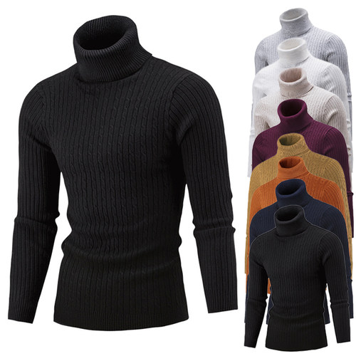 男高领套头毛衣Men Winter Turtleneck Pullover Thermal Sweater