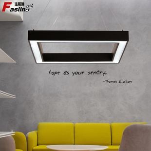 led办公室吊灯简约现代方形灯写字楼会议室酒店大堂工程灯具定制