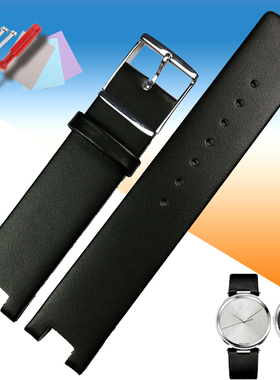玛萨琪 适合CK真皮表带 男款K1S21120/K1S21102/KIS21100黑色凹口