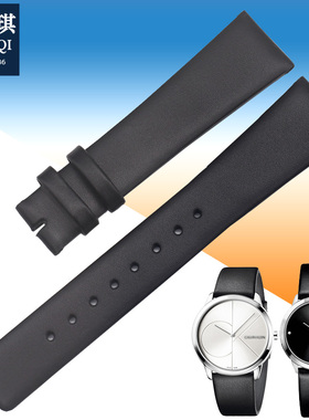 玛萨琪 适合CK表带K3M211/K3M221真皮手表带20*16黑色K3M牛皮表带