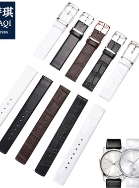 适合CK表带真皮k2y231/k2y2x6/k2y211 男款薄手表带女皮带表链