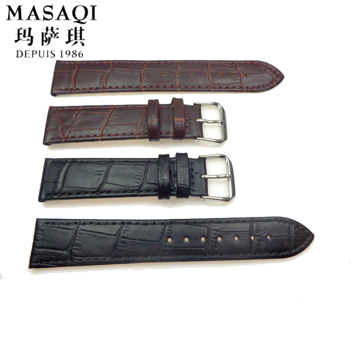 玛萨琪薄款防汗男女士真皮表带