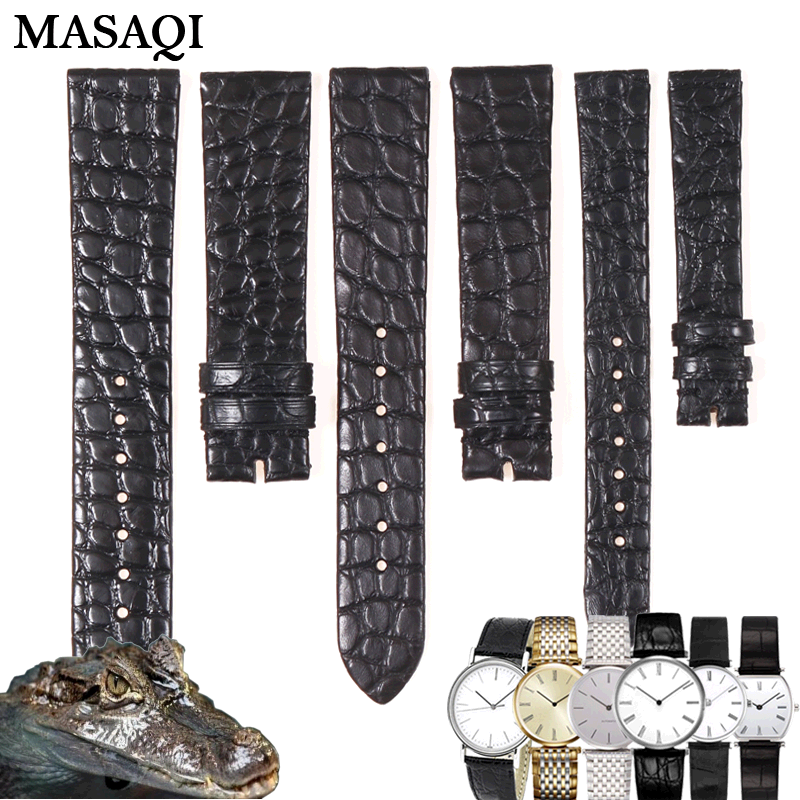 适用浪琴L4.708嘉岚圆纹鳄鱼皮