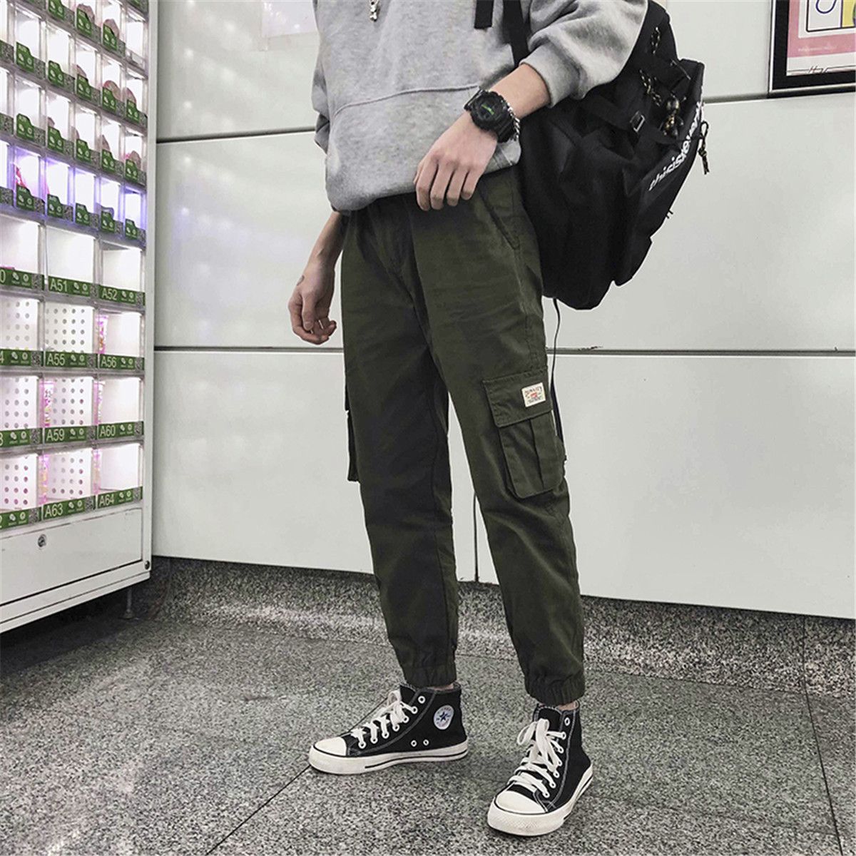 港风春季大码潮牌工装裤男韩版宽松九分裤潮流ins直筒束脚休闲裤在类目 男装, 休闲裤中 - 来自Buy2taobao.com提供专业的淘宝代购服务