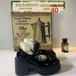 复古英伦风甜美配裙小皮鞋 法式 新款 蝴蝶结厚底玛丽珍鞋 女2025秋季