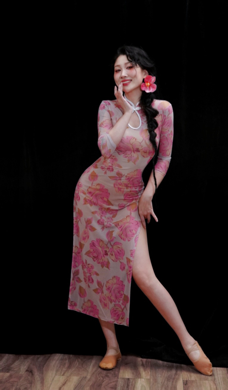 清仓不退不换女装旗袍网纱连衣裙弹力开叉修身古典舞服演出服