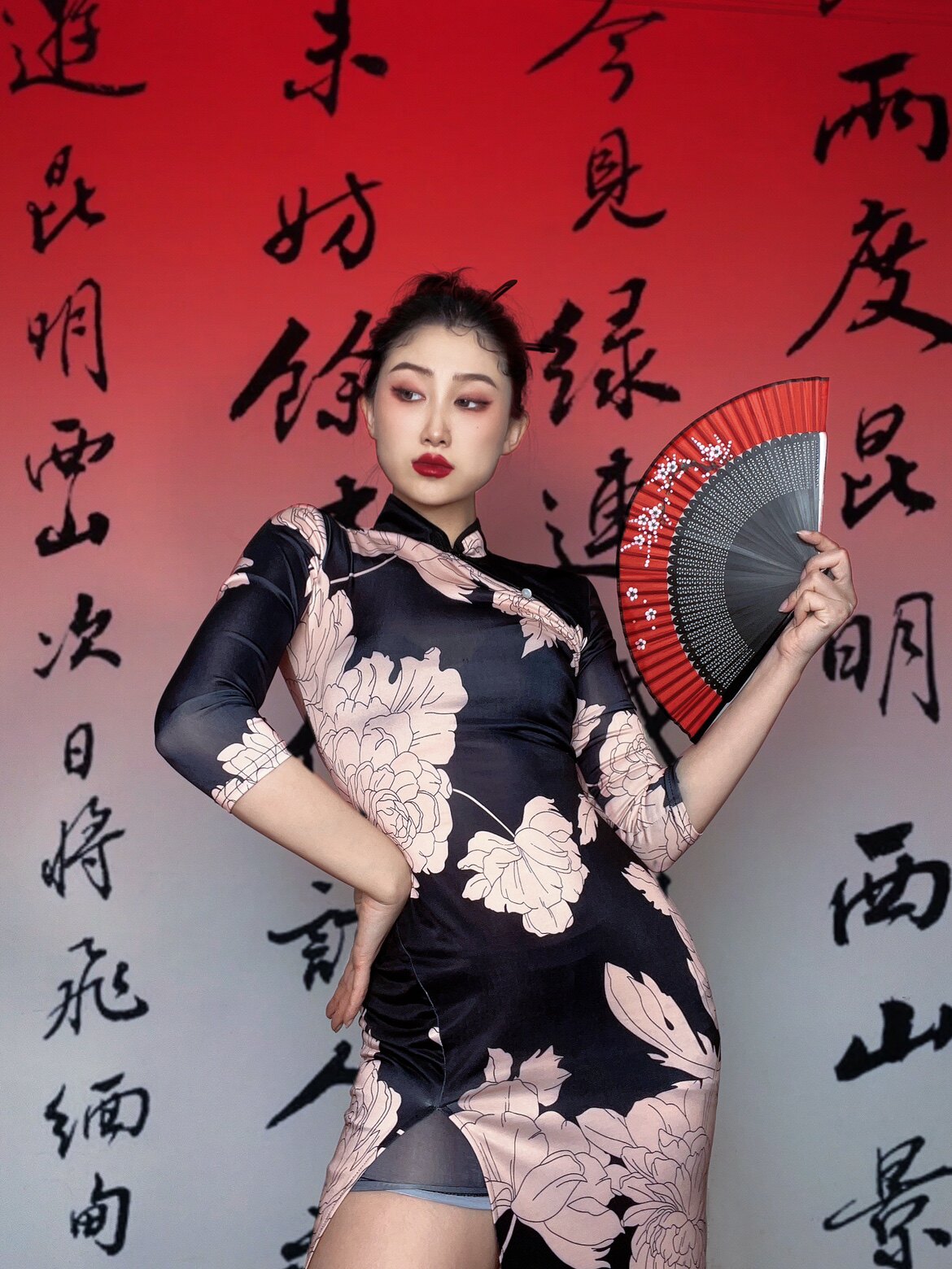 清仓不退不换古典舞女装旗袍连衣裙冰丝修身弹力开叉国风舞蹈旗袍