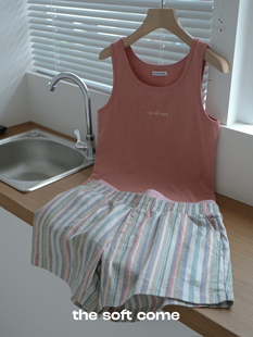 橡皮粉简约刺绣 The soft come汉麻有机棉 弹力背心 内搭外穿修身