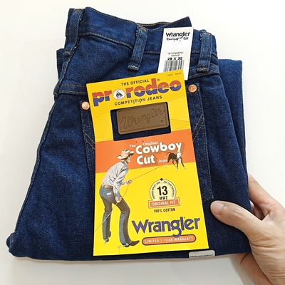 美代现货威格经典13MWZ高腰直筒纯棉原牛仔裤男士已脱浆蓝色宽松