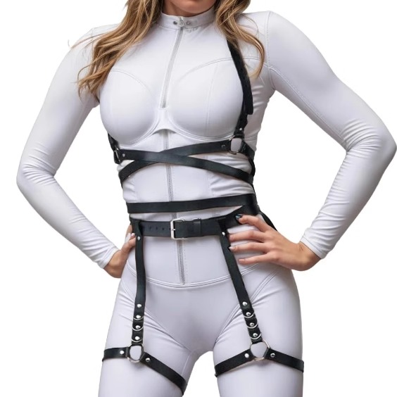 日系原宿哥特风二次元性感美背时尚COS朋克束腹收腰一体背带腰带