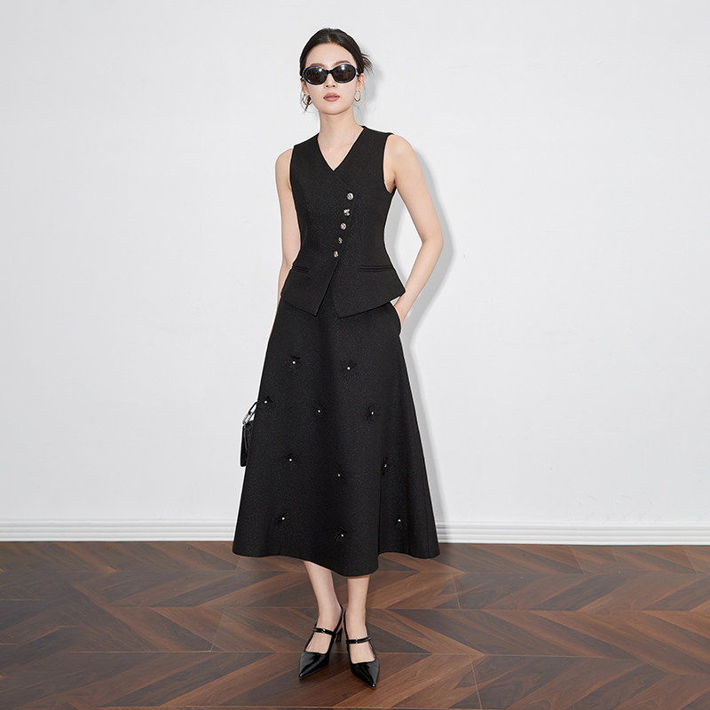 时髦气质套装女2025早秋新款时尚马甲西装重工立体花大摆裙两件套,女装/女士精品,时尚套装,淘宝优惠券,粉丝福利购,淘宝优惠卷