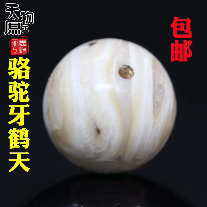 天然骆驼牙鹤天两通正圆原色高密珠子多宝珠佛珠手串配饰diy配件