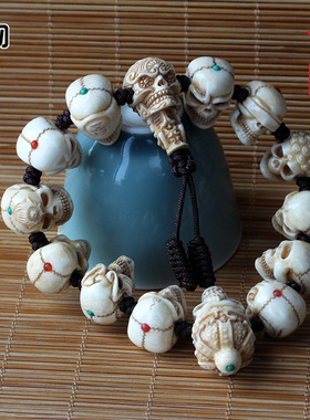 鹿角雕刻各异骷髅手串手链