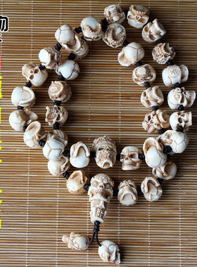 鹿角雕刻骷髅各不相同项链长串