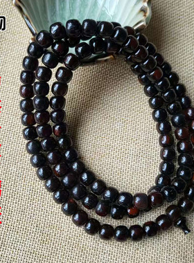 天然复古驴蹄子老型桶珠佛珠鱼籽纹精工108颗长串文玩珠串