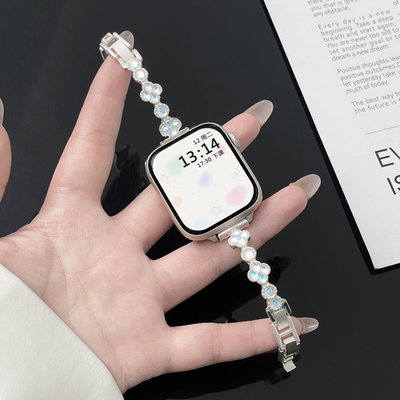 蓝海红米watch6表带镶钻花朵链