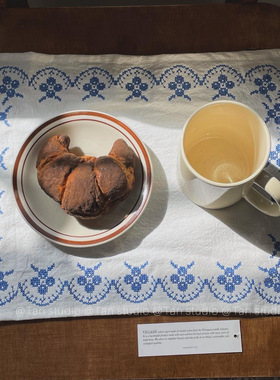 TJJ丨法式田园风纯棉刺绣餐布餐垫ins复古餐巾厨房餐桌拍照背景布