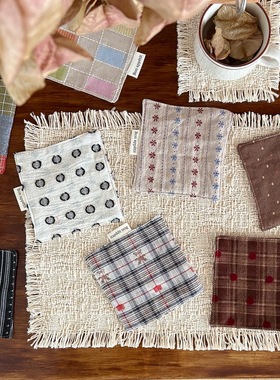 TJJ丨美拉德色系复古杯垫ins风茶杯餐垫家用厨房咖啡店布艺垫子