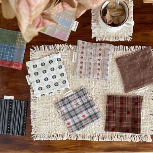 TJJ丨美拉德色系复古杯垫ins风茶杯餐垫家用厨房咖啡店布艺垫子