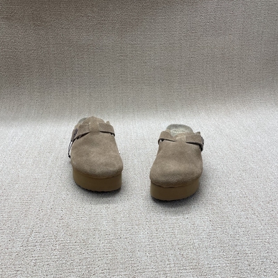 懒人包头半拖女新款真皮时尚经典复古软底平底一脚蹬皮带扣勃肯鞋